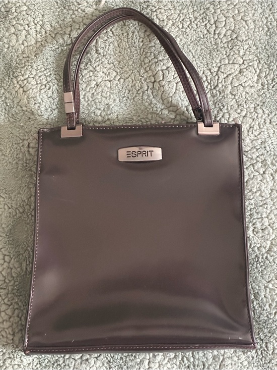 Esprit Handbags - Esprit Vintage Rare Women's Dark Plum mini patent leather Tote Bag
